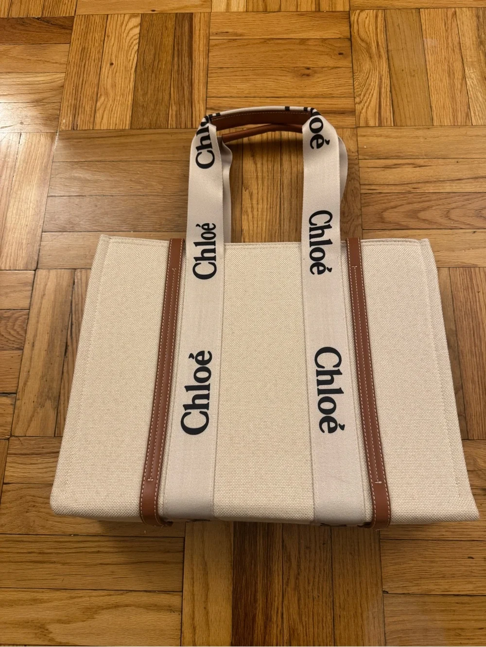 Fake Chloe Large Woody Linen Tote
